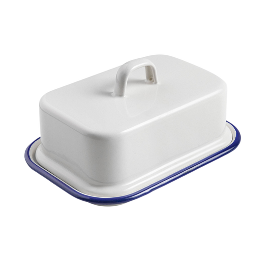 Enamel Butter Dish - Blue & White