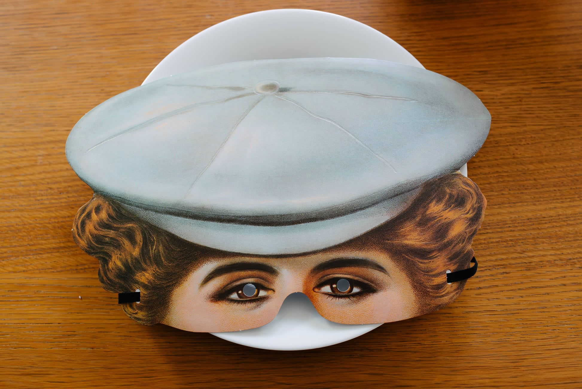 Set of vintage-style paper masks fancy dress