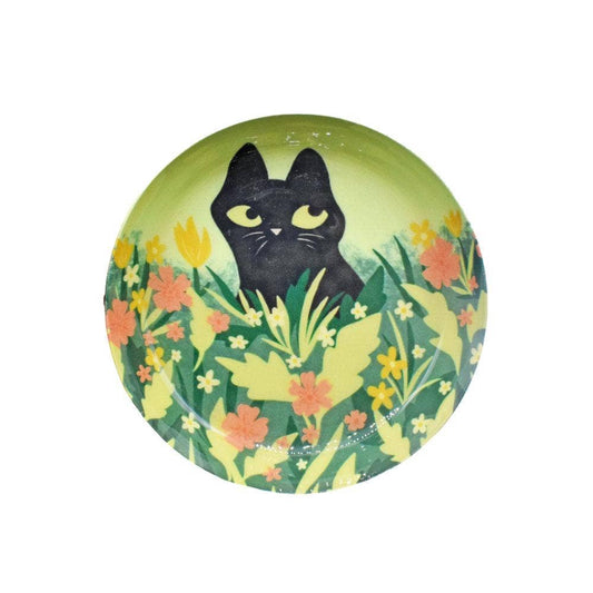 Enamel Trinket Tray - Cat in Flowers