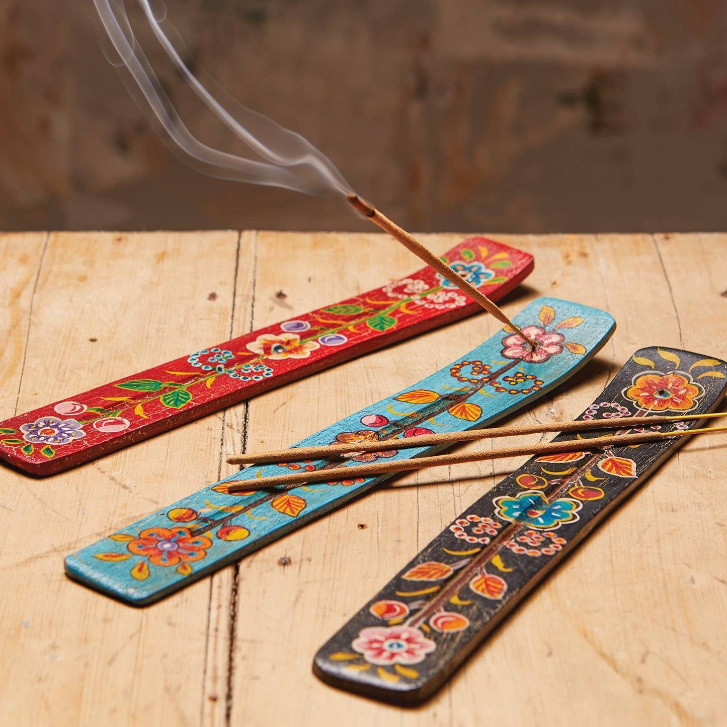 Hand Painted Wooden Incense Holder
