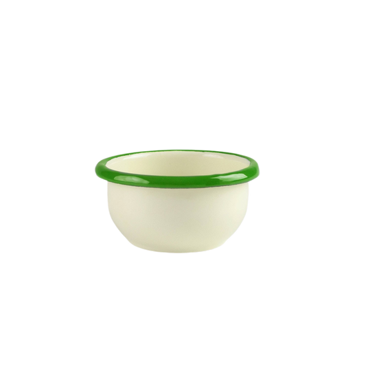Wee Enamel Sauce Bowl - Cream & Green