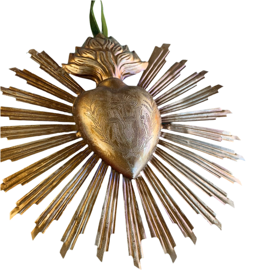 Sacred Heart Sun Rays Ex Voto Milagros Hanging Ornament