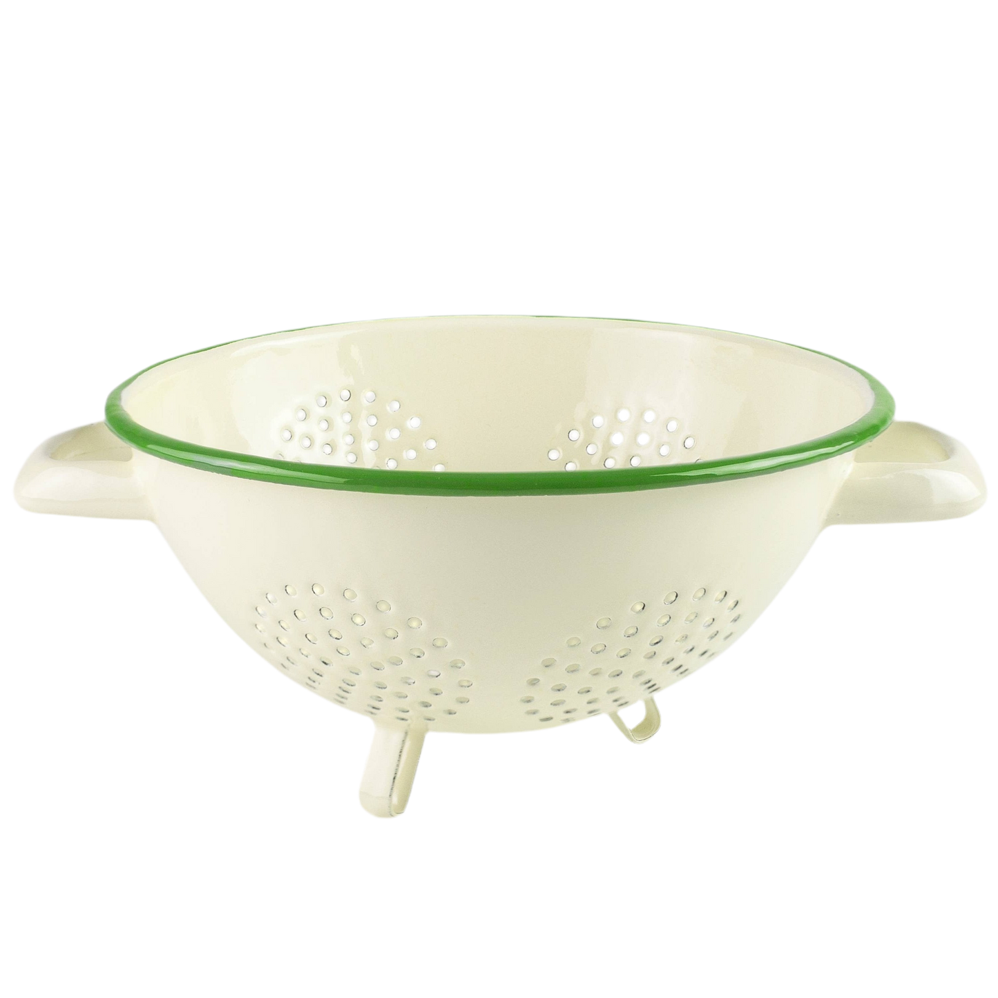 Enamel Colander - Cream & Green