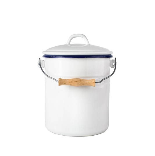 White Enamel Kitchen Compost Bin