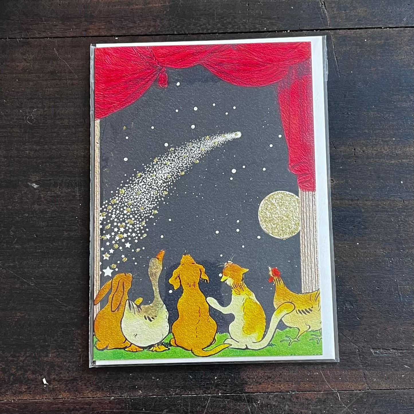 Shooting Star Pets Hand Glittered Greeting Card
