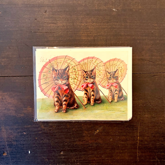 Three Kittens Little Vintage Greeting Card