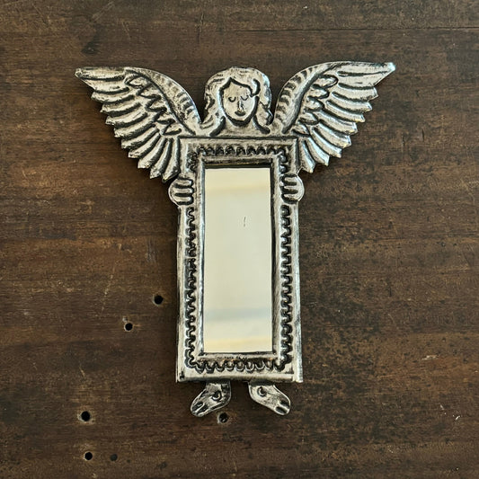 Mexican Tin Milagros - Small Angel Mirror Ex Voto