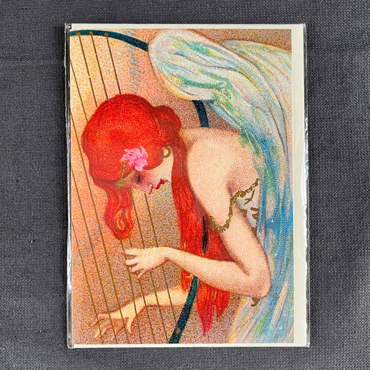 Glittered Harp Greetings Card