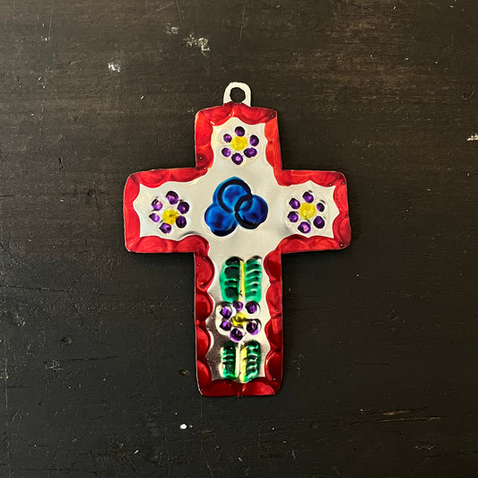 Mexican Tin Ex Voto Milagros - Cross