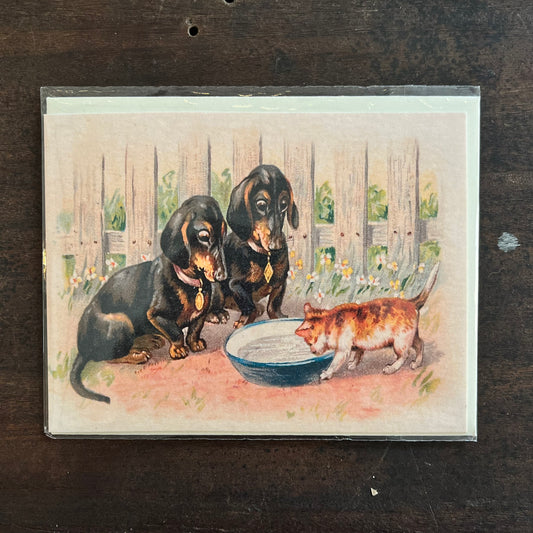 Cat & Daschunds Little Greetings Card