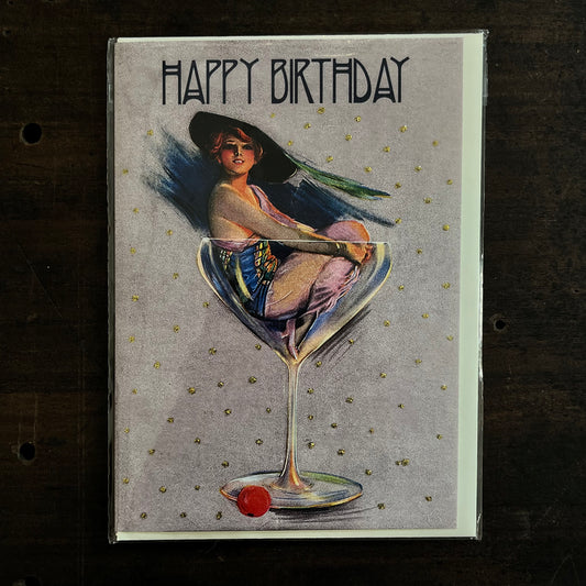 Glittered Cocktail Birthday Card