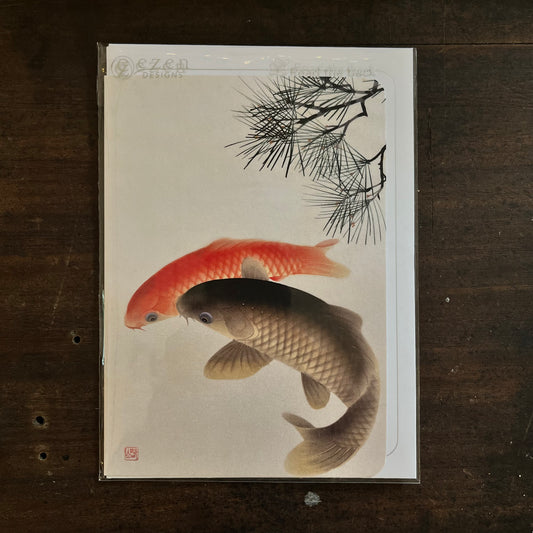 Carps & Pine Japanese Greetings Card