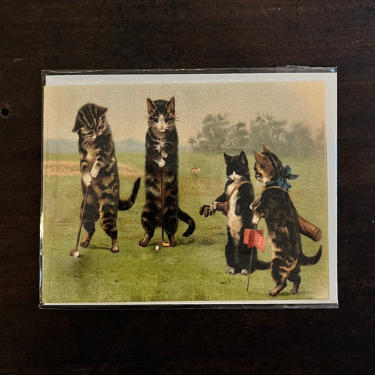Cats On The Course Little Greetings Card