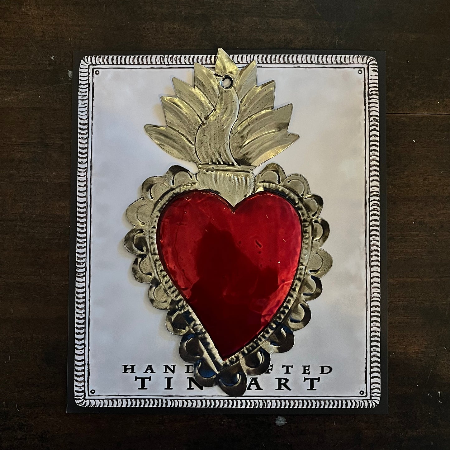 Mexican Tin Milagros - Sacred Heart Ex Voto