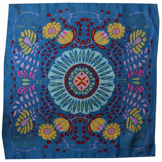 Square silk scarf with a central floral design