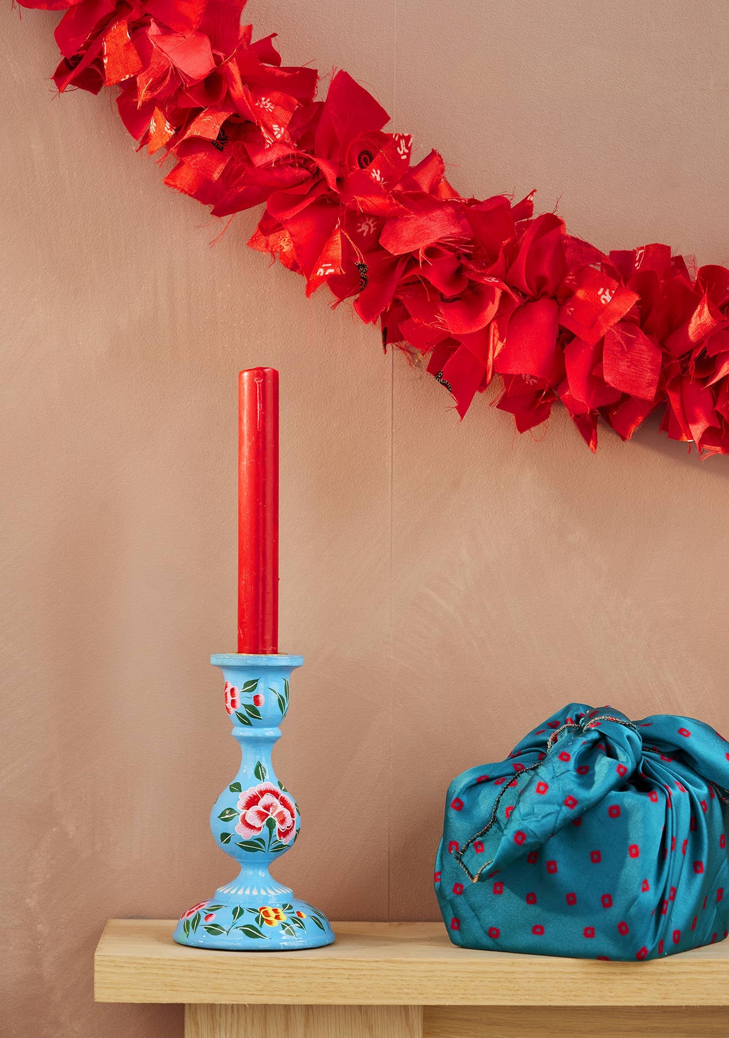 Recycled Festive Red Sari Garland