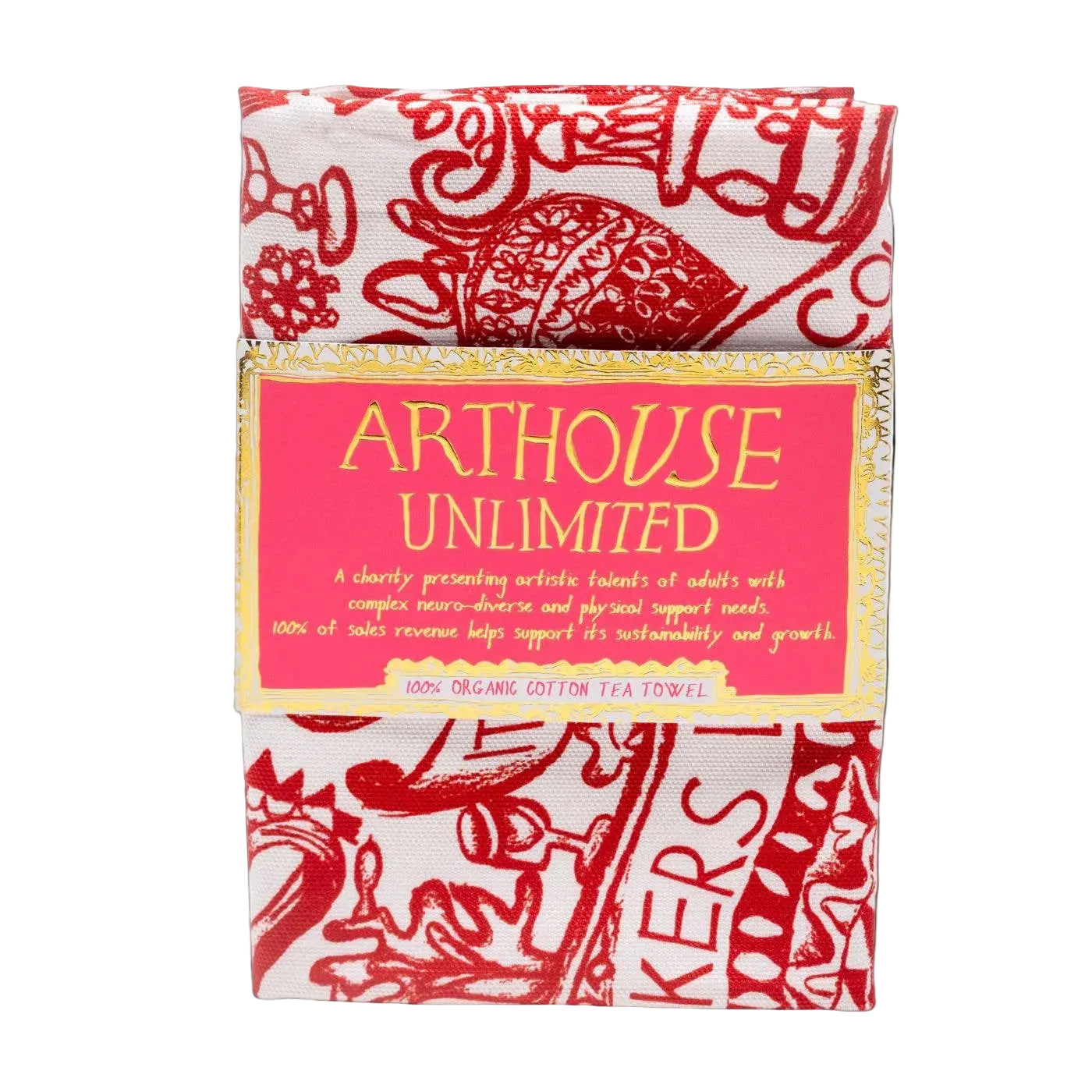 arty valentines tea towel