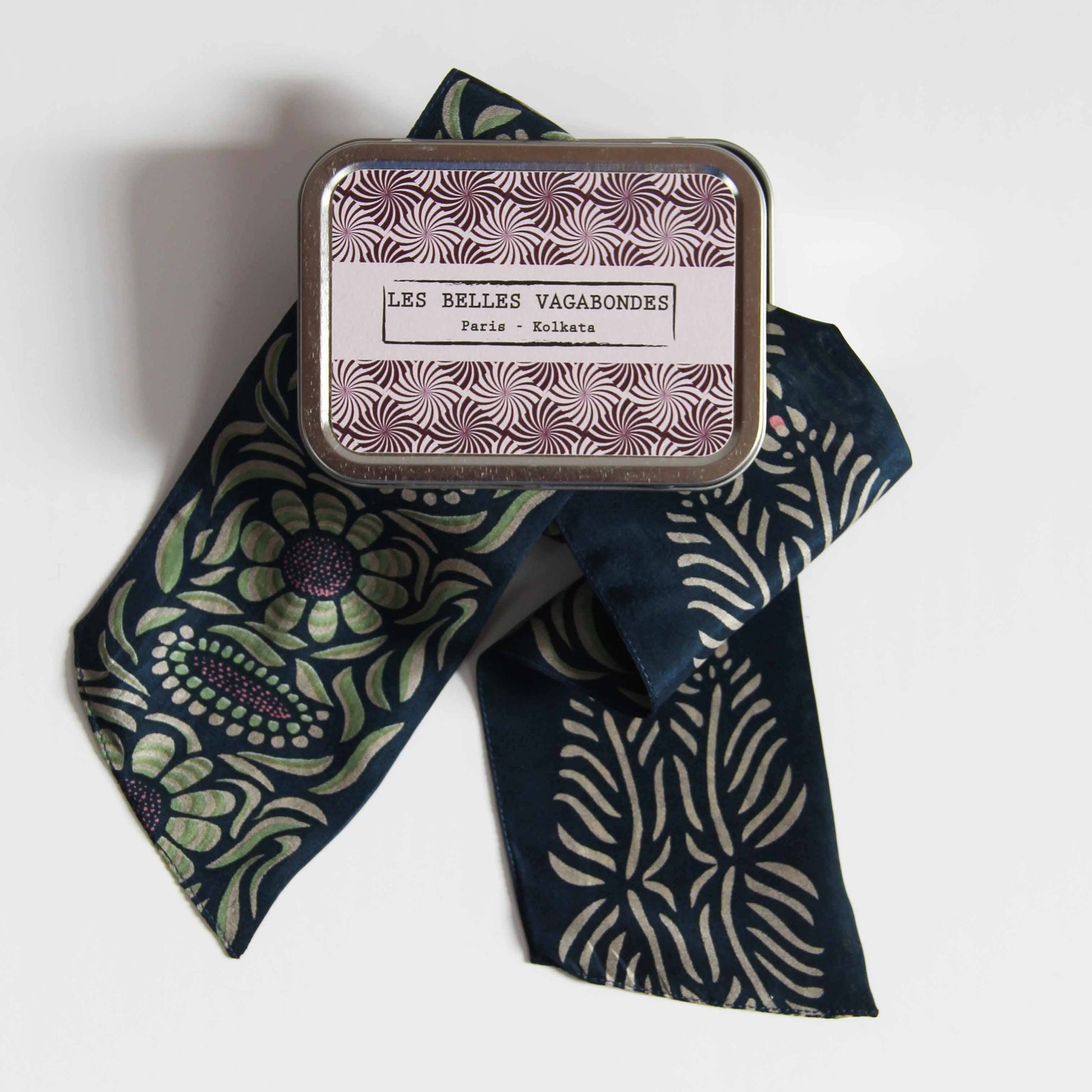 100%Silk, Hand Drawn Headband/Neck Tie