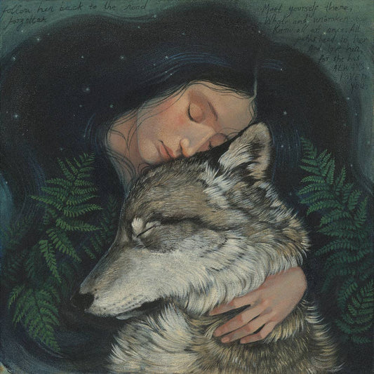Wild Twin greetings card by Scottish artist Lucy Campbell, printed from an original painting, 15 x 15cm
