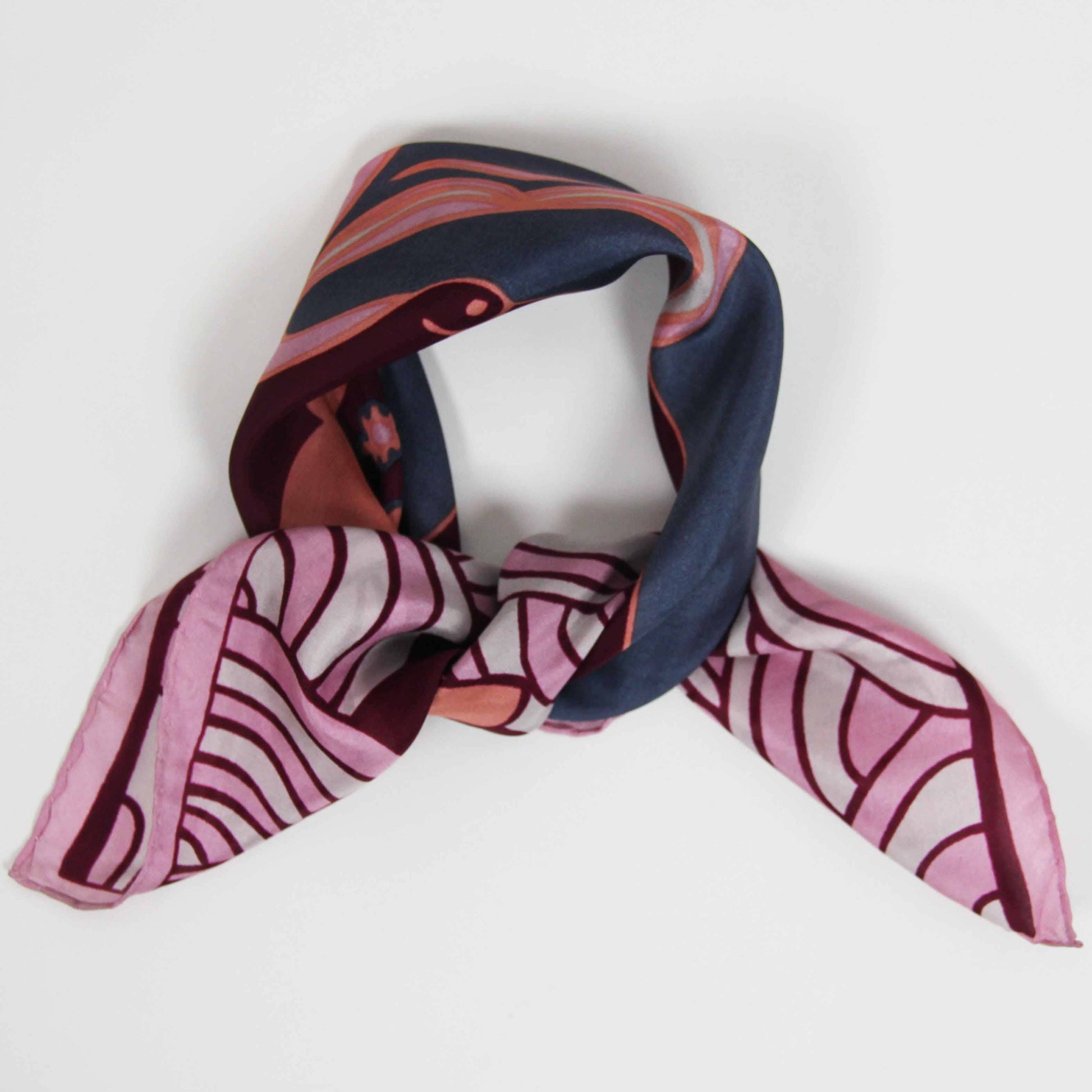 burgundy and pink silk scarf