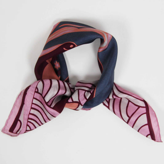burgundy and pink silk scarf