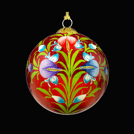 hand painted indiain style floral bauble