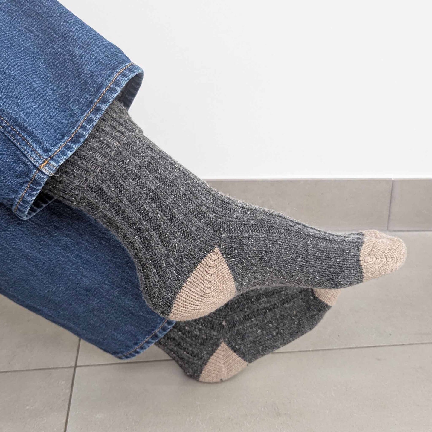 Recycled Lambswool & Silk Ribbed Socks (7 colours)