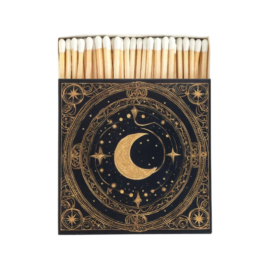 Celestial square matchbox of long safety matches by Curator Home