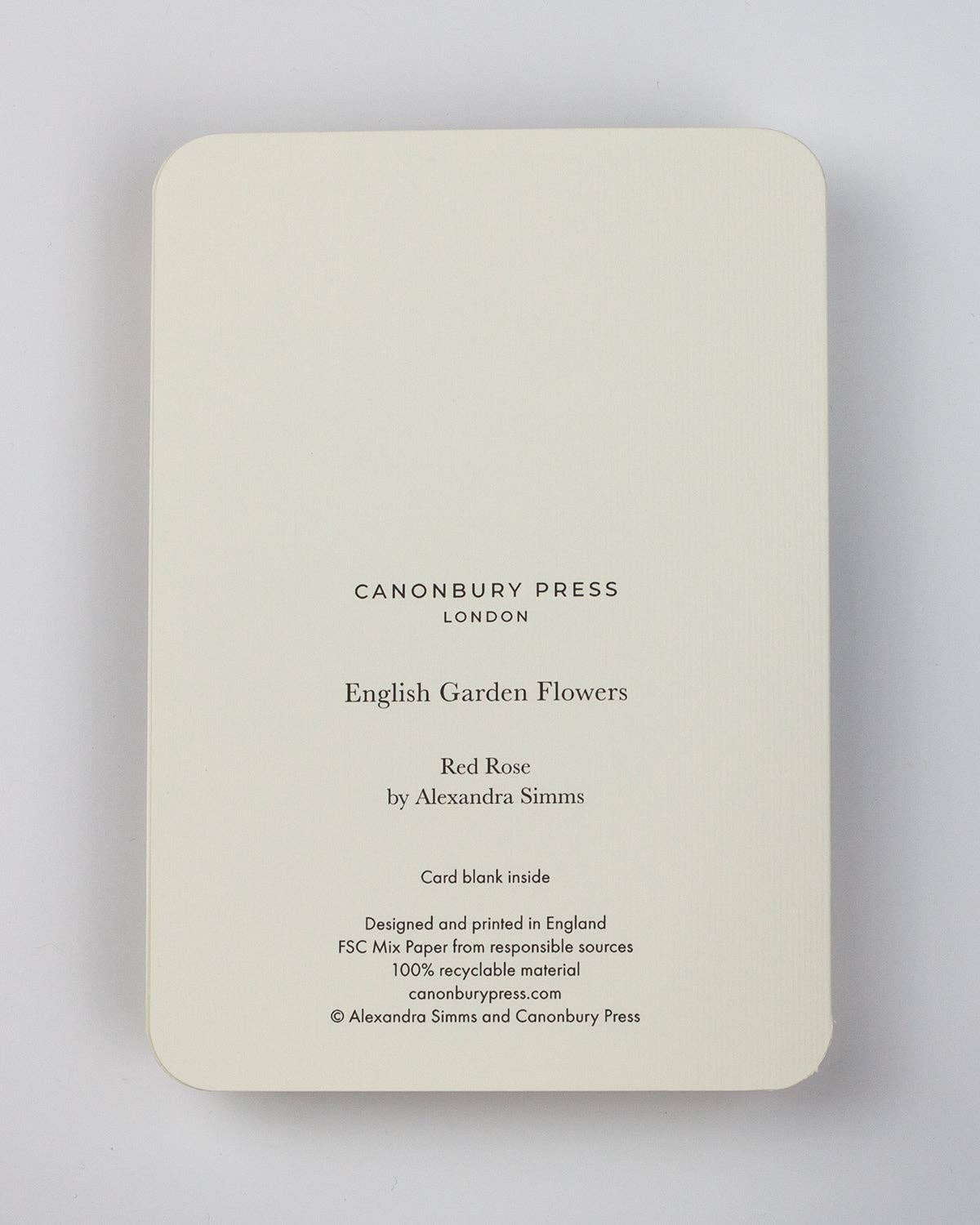Canonbury Press - Red Rose Notecard