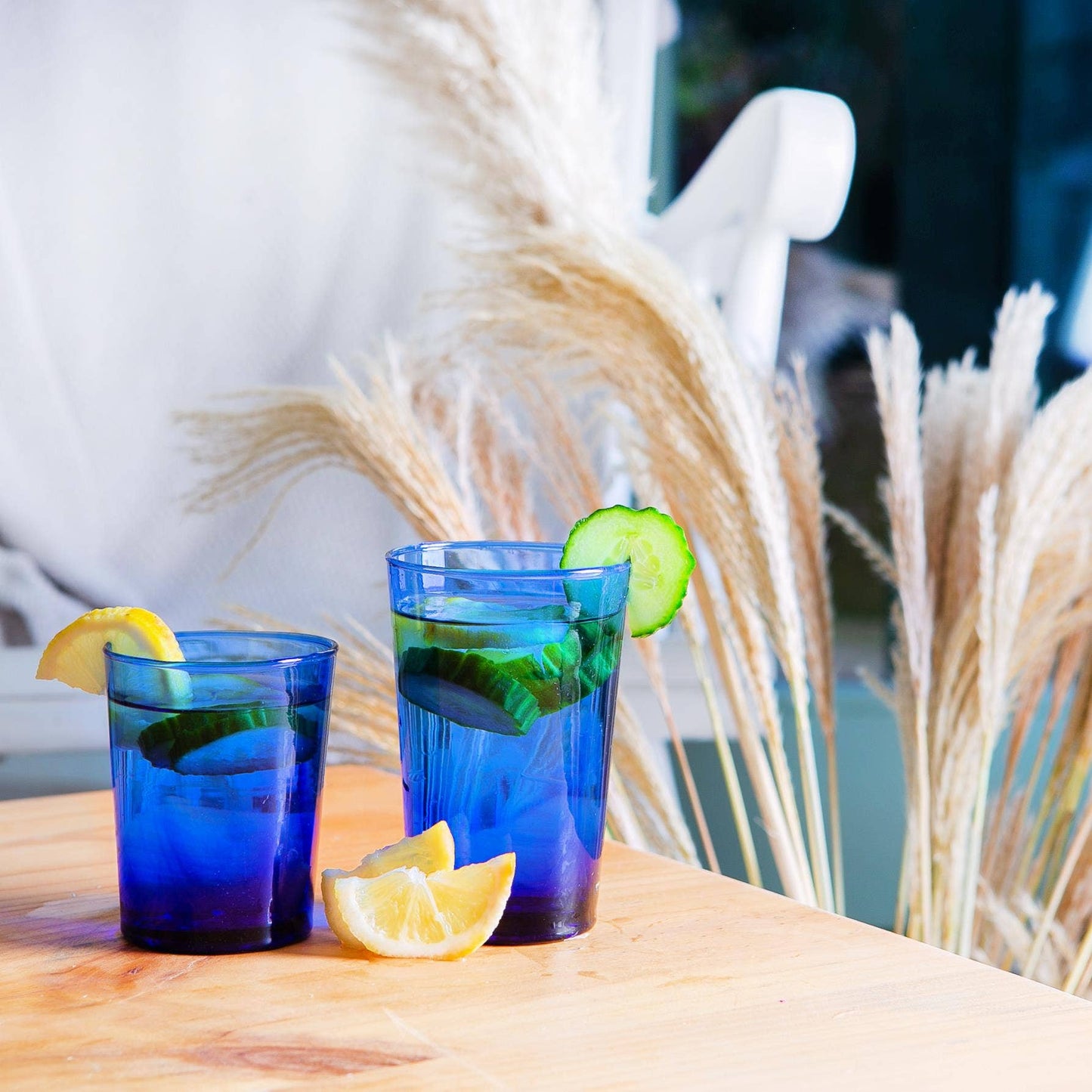 Morroccan Blue Recycled Highball Glass