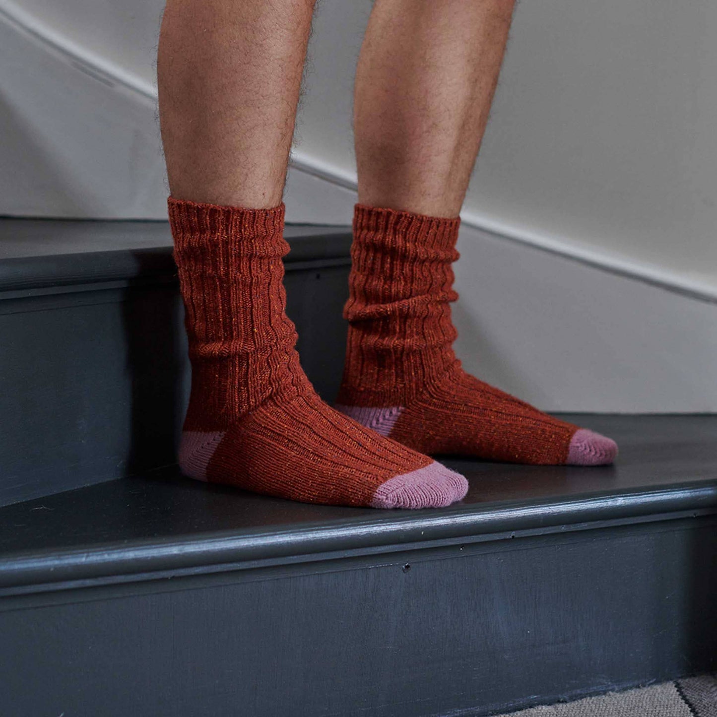 Recycled Lambswool & Silk Ribbed Socks
