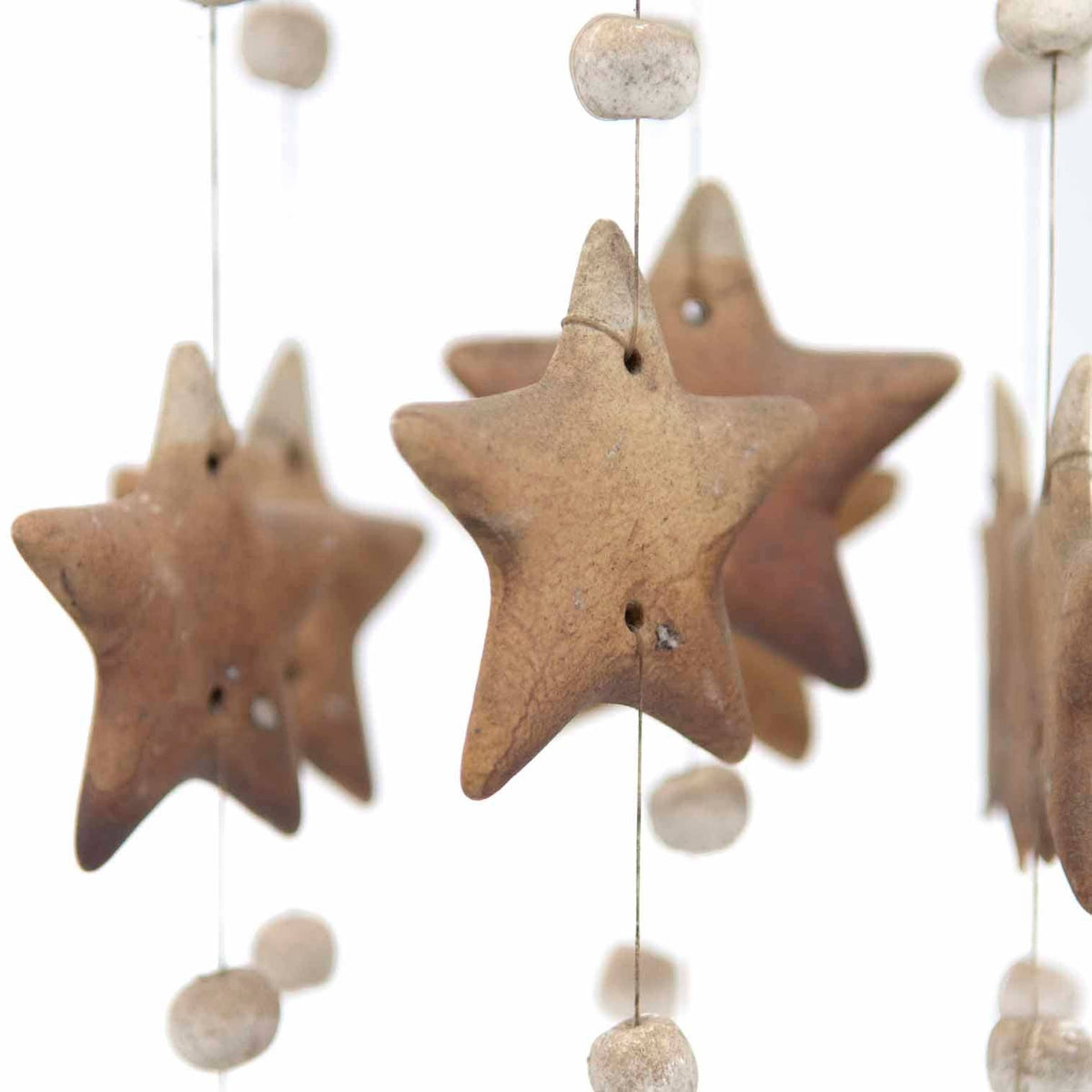 Five-string ceramic wind chime, approximately 52cm long
