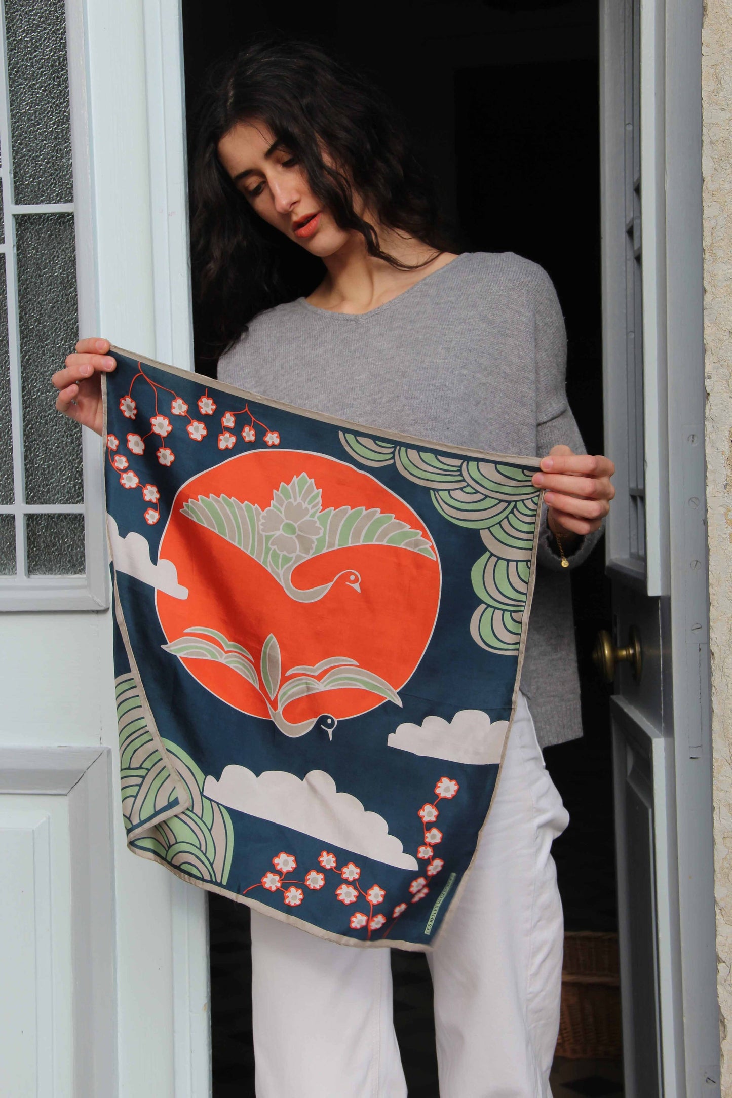 Agami Marine Navy - Mini Square Silk Scarf