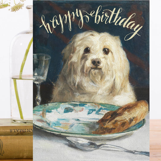 Dog at the Table Birthday Card