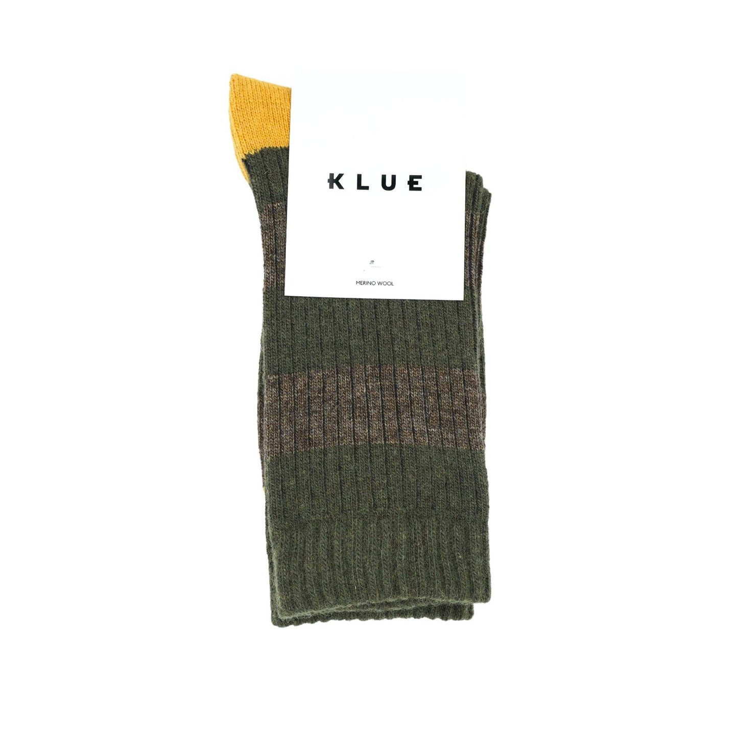 Merino Wool Stripe Socks - Khaki & Yellow