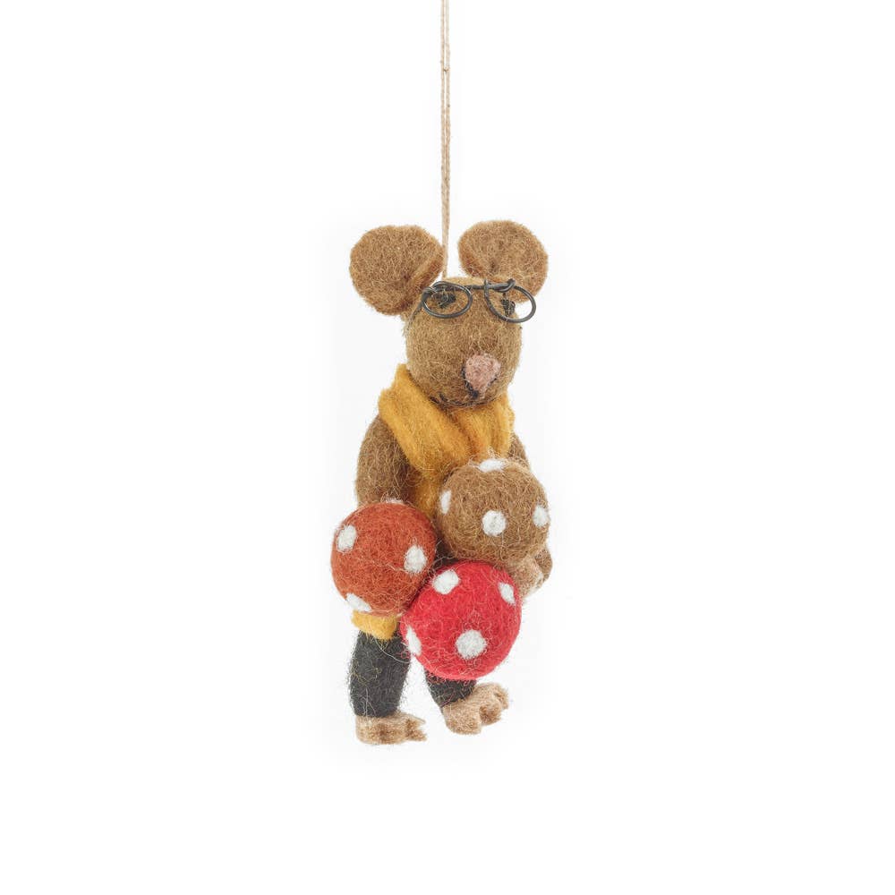 Handmade Needle Felt Oliver Mouse Mushroom