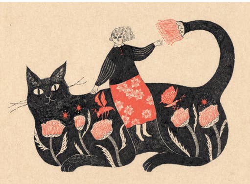 Whimsy Of A Cat Art Greeting Card