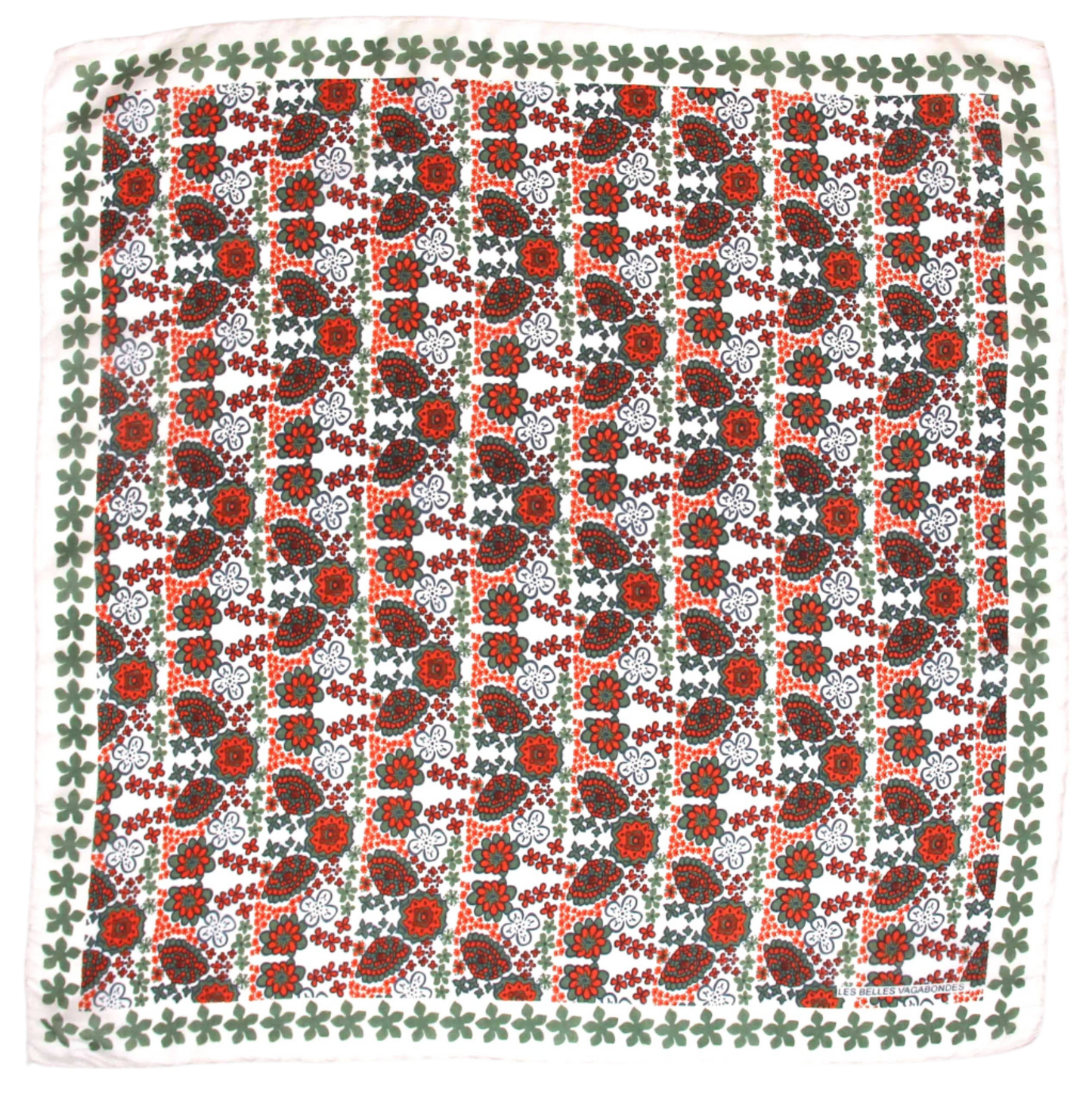 Caribbean Orange & Green - Mini Square Silk Scarf