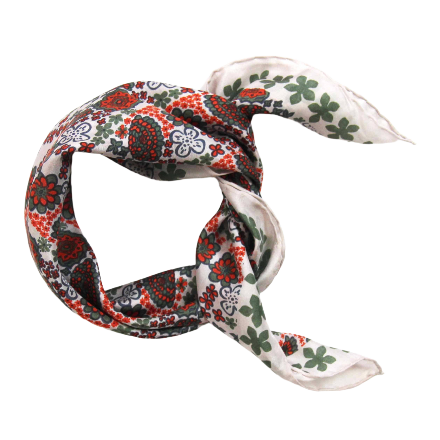 Caribbean Orange & Green - Mini Square Silk Scarf