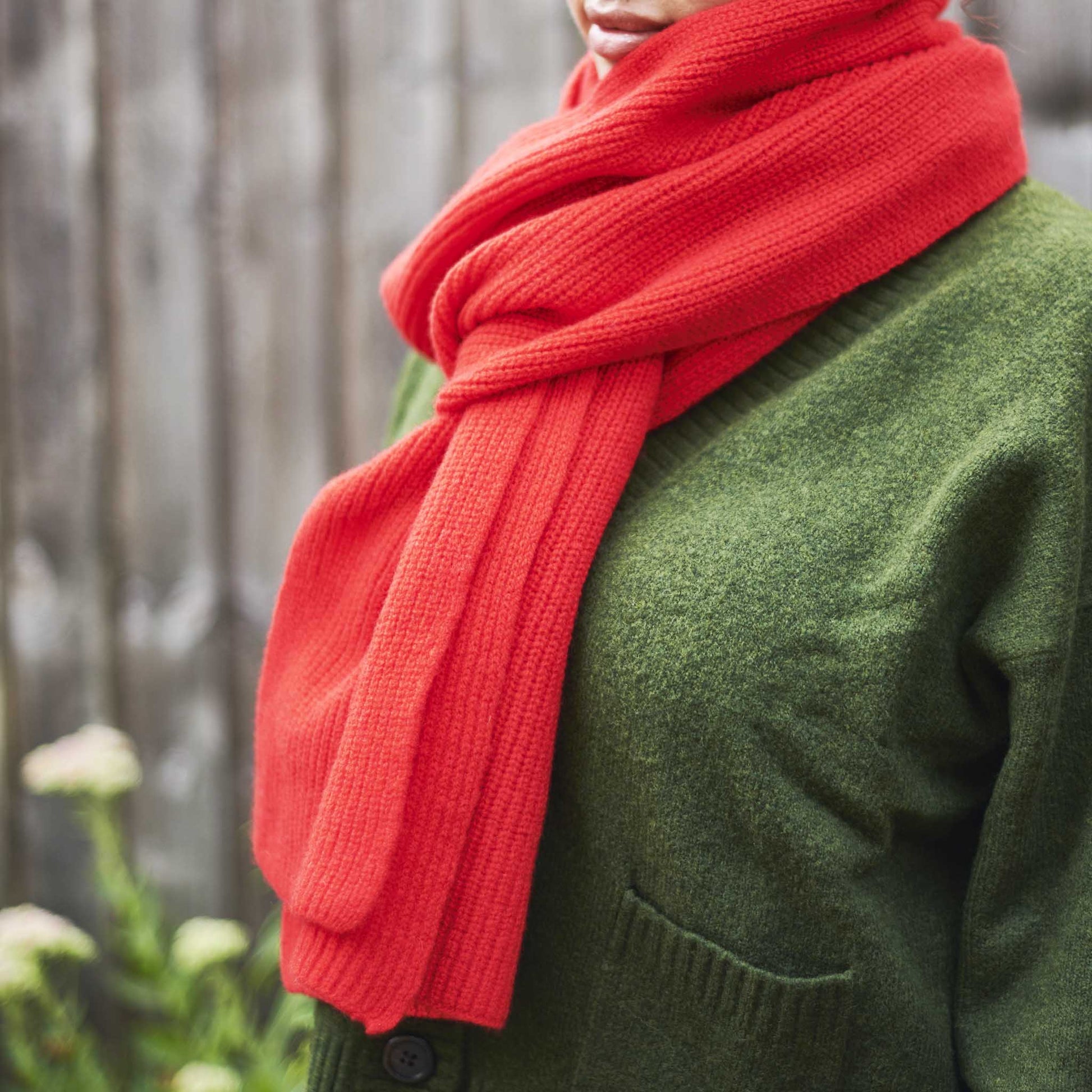 bright red lambswool scarf