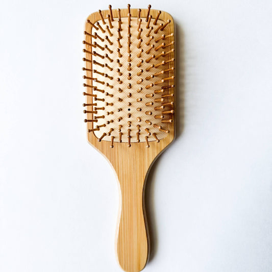 Eco-friendly wooden bamboo hairbrush with wide bristles